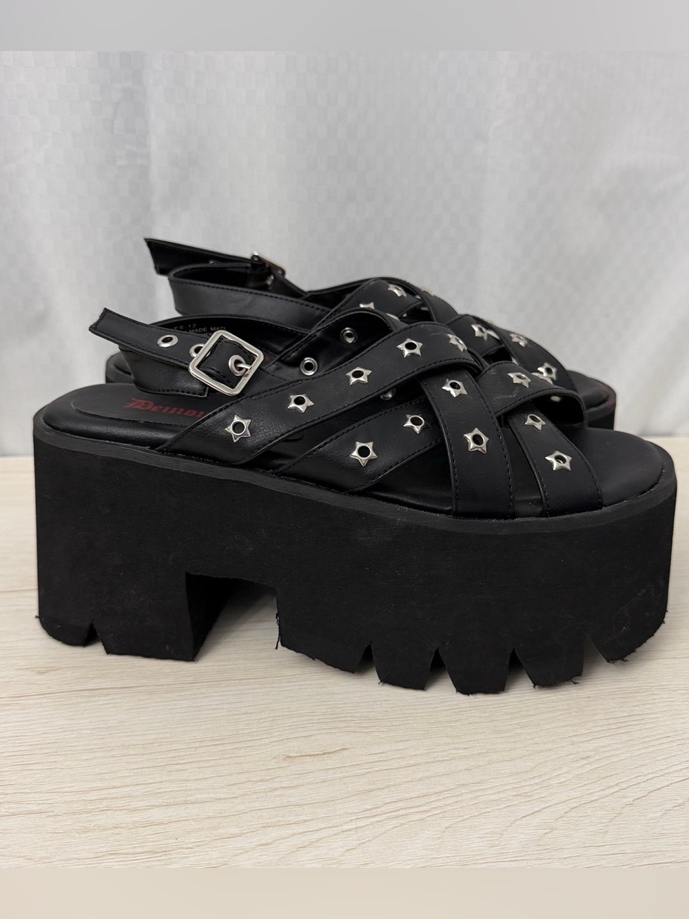 Demonia Ashes Black Platform Shoes Womens Size 12 Goth Punk